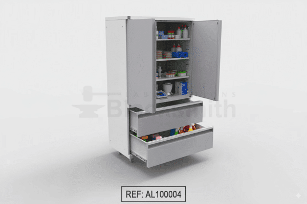 Este armario técnico es ideal para laboratorios de microbiología, universidades, clínicas y centros de investigación que requieren soluciones de almacenamiento duraderas y seguras.