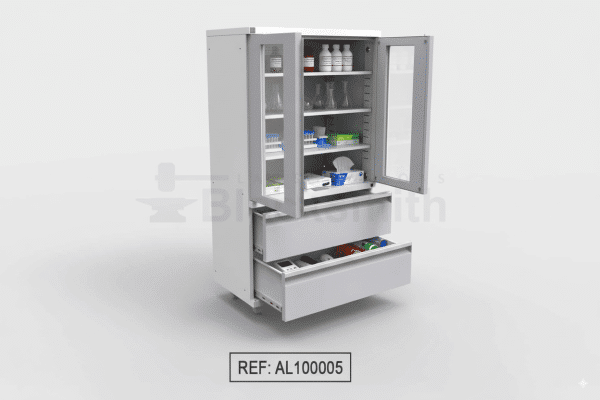 Este armario técnico es ideal para laboratorios de microbiología, universidades, clínicas y centros de investigación que requieren soluciones de almacenamiento duraderas y seguras.
